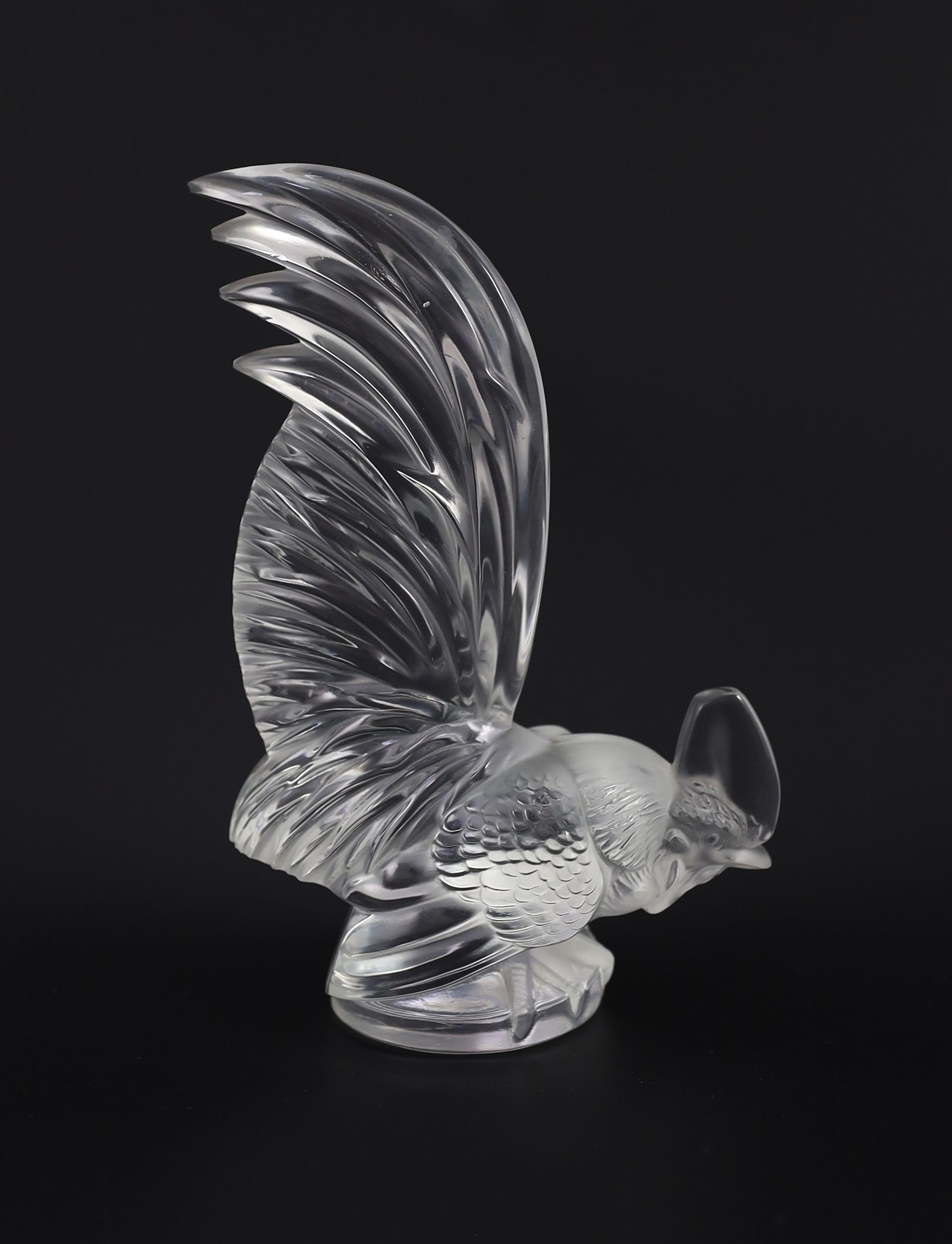 A Lalique Coq Nain glass paperweight, post war, 20.2cm high